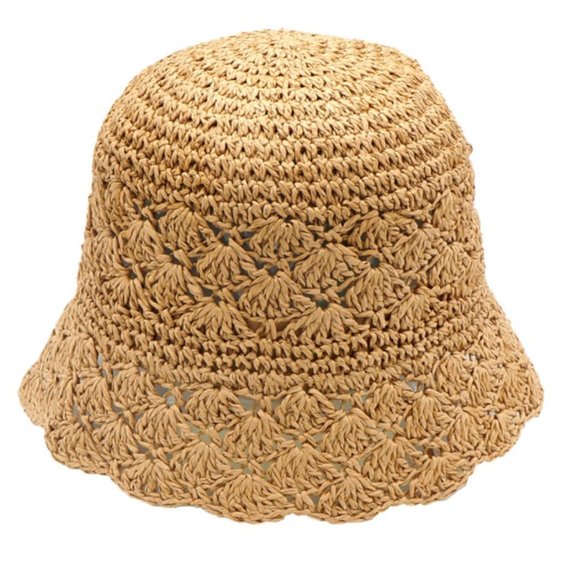 Straw Bucket Hat With Scalloped Edges - Picture 2 of 3